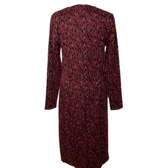 WALTER Baker Shaina Burgundy Leopard Print Knit Midi Long Sleeve Dress- Med, NWT - Picture 7 of 11